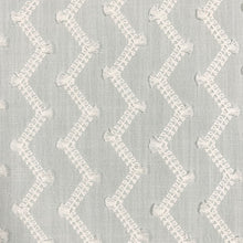 Load image into Gallery viewer, Seafoam Aqua Blue Ivory Embroidered Geometric Drapery Fabric