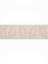 Load image into Gallery viewer, 3.75&quot; Wide Linen Cotton Beige Pink Blush Floral Embroidered Drapery Tape Trim