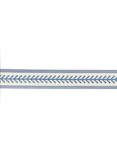 Load image into Gallery viewer, 2&quot; Wide French Blue Navy Ivory Embroidered Drapery Tape Trim