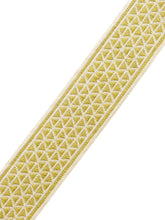 Load image into Gallery viewer, 2.5" Wide Ivory Yellow Geometric Embroidered Drapery Tape Trim