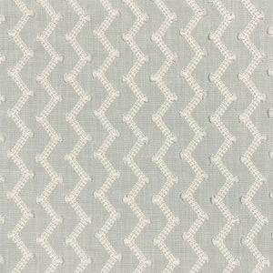 Seafoam Aqua Blue Ivory Embroidered Geometric Drapery Fabric
