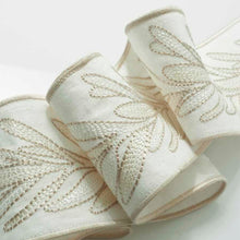 Load image into Gallery viewer, 3.25" Off White Charcoal Grey Embroidered Floral Leaf Drapery Tape Trim