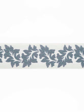 Load image into Gallery viewer, 3.75" Wide Linen Cotton White French Blue Floral Embroidered Drapery Tape Trim
