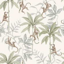 Load image into Gallery viewer, Schumacher Jungle Friends Wallpaper 6936 / Cocoa And Sage