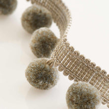 Load image into Gallery viewer, 1.5" Wide Grey Beige Pom Pom Fringe Tape
