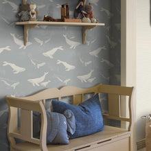 Load image into Gallery viewer, Schumacher Whales Wallpaper 6942 / Slate