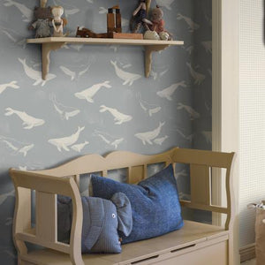 Schumacher Whales Wallpaper 6942 / Slate