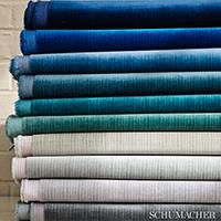 Schumacher Antique Strie Velvet Fabric 69766 / Peacock
