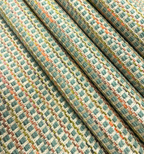 Load image into Gallery viewer, Osborne Little Sarangi NCF 4420-02 Italian Teal Coral Green Tweed Upholstery Fabric STA 5056