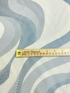 1.8 Yard Remnant Thibaut Passage Glacier Stain Resistant Abstract Blue Cream Upholstery Fabric STA 5058