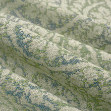 Load image into Gallery viewer, Cotton Linen Green Teal Beige Damask Upholstery Drapery Fabric FB