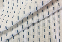 Load image into Gallery viewer, 1.5 Yard 110” Wide C&amp;C Milano BORROMEO Ivory/Blue Art. 219933 Cream Navy Blue Matelasse Fabric
