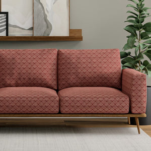 Rusty Red Cream Geometric Abstract Upholstery Fabric