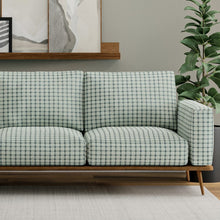 Load image into Gallery viewer, Stain Resistant Teal Aqua Blue Check Plaid Upholstery Drapery Fabric