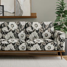 Load image into Gallery viewer, Black Taupe Beige Floral Chenille Upholstery Fabric