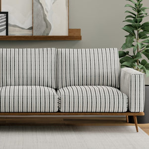 Charcoal Grey Cream Stripe Upholstery Fabric