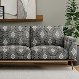 Charcoal Beige Geometric Ethnic Upholstery Fabric