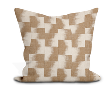 Load image into Gallery viewer, Custom Pillow Cover in Floral Thibaut Raffia Squares in Beige - One Side