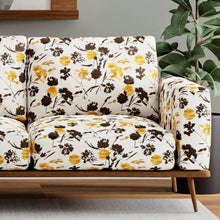Load image into Gallery viewer, Off White Black Mustard Gold Floral Upholstery Fabric