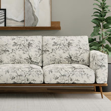 Load image into Gallery viewer, Charcoal Black Grey Ivory Floral Upholstery Fabric