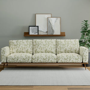 Stain Resistant Cream Olive Green Grey Botanical Upholstery Drapery Fabric