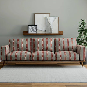 Heavy Duty Red Grey Black Southwestern Stripe Ethnic Geometric Upholstery Fabric