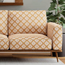 Load image into Gallery viewer, Cotton Blend Mustard Cream Medallion Geometric Upholstery Fabric
