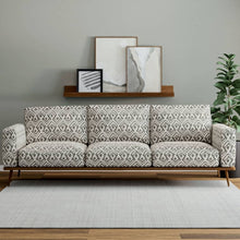 Load image into Gallery viewer, Heavy Duty Cream Charcoal Black Ethnic Geometric Upholstery Fabric