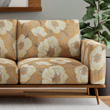 Load image into Gallery viewer, Fade Resistant Mustard Gold Cream Grey Floral Chenille Upholstery Fabric