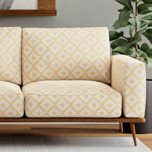 Load image into Gallery viewer, Heavy Duty Fade Resistant Cream Yellow Geometric Diamond Upholstery Fabric