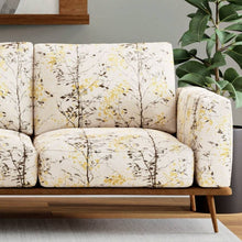 Load image into Gallery viewer, Crypton Cream Mustard Gold Charcoal Grey Floral Botanical Upholstery Fabric