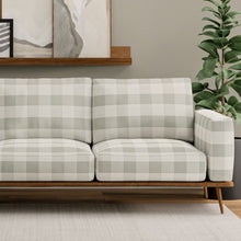 Load image into Gallery viewer, Stain Resistant Crypton Aqua Blue Cream Check Upholstery Drapery Fabric
