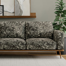 Load image into Gallery viewer, Charcoal Black Ivory Floral Upholstery Fabric