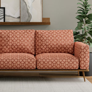 Coral Rusty Red Geometric Upholstery Fabric