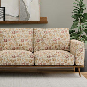 Beige Red Orange Gold Green Floral Drapery Upholstery Fabric