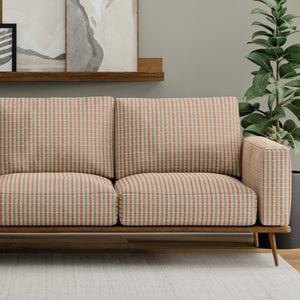 Rusty Red Grey Orange Stripe Upholstery Fabric