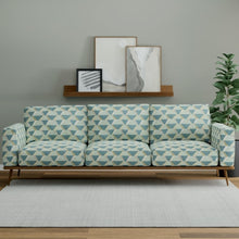 Load image into Gallery viewer, Stain Resistant Teal Aqua Beige Cream Geometric Upholstery Drapery Fabric