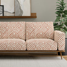 Load image into Gallery viewer, Beige Rusty Red Geometric Upholstery Fabric