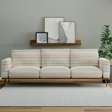 Load image into Gallery viewer, Cream Grey Rusty Red Orange Ethnic Stripe Upholstery Fabric