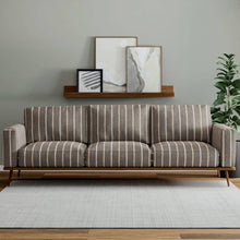 Load image into Gallery viewer, Heavy Duty Charcoal Grey Brown Stripe Ethnic Geometric Upholstery Fabric