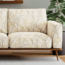 Load image into Gallery viewer, Fade Resistant Grey Mustard Gold Floral Botanical Upholstery Fabric