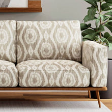 Load image into Gallery viewer, Heavy Duty Cream Taupe Grey Ikat Ethnic Geometric Upholstery Fabric