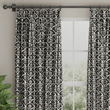Load image into Gallery viewer, Black White Grey Floral Abstract Drapery Upholstery Fabric
