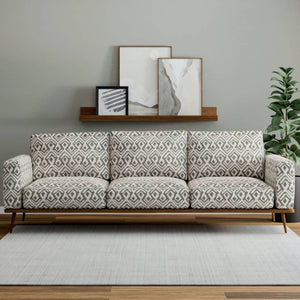 Heavy Duty Grey Abstract Ethnic Geometric Upholstery Fabric