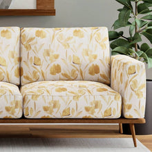 Load image into Gallery viewer, Cream Mustard Yellow Brown Floral Cotton Upholstery Fabric