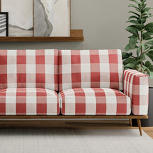 Load image into Gallery viewer, White Red Buffalo Check Plaid Upholstery Fabric