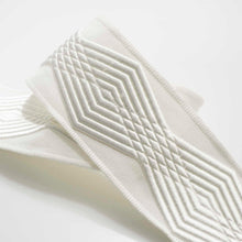Load image into Gallery viewer, 3.75" Wide White Geometric Embroidered Drapery Tape Trim