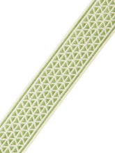 Load image into Gallery viewer, 2.5&quot; Wide Ivory Green Geometric Embroidered Drapery Tape Trim
