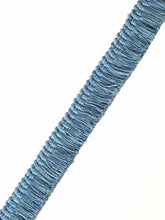 Load image into Gallery viewer, 1.25" Wide Navy French Blue Aqua Upholstery Brush Fringe Trim