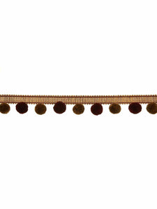 1.5" Wide Red Burgundy Orange Pom Pom Fringe Tape